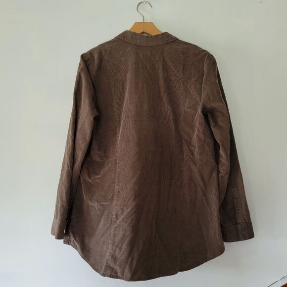 J. Jill 100% Cotton Corduroy Brown Button-Up Shirt Pockets Medium Soft - Picture 7 of 7